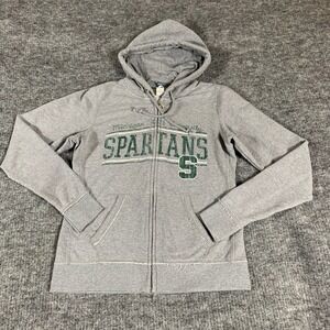 Michigan State Spartans Hoodie Womens Large Gray Full Zip Sweatshirt Football